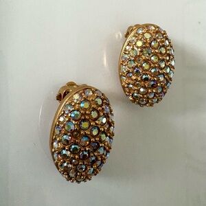 Swarovski Aurora Borealis vintage clip Earrings